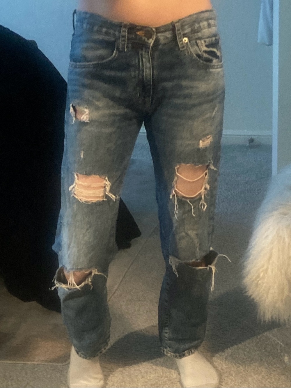 Denim & Supply Ralph Lauren Distressed Blue Straight-Leg Jeans Y2k 90’s